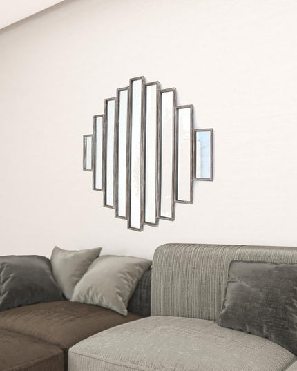 36" X 36" X 2" Silver Rustic Multi Mirrored Wall Sculpture