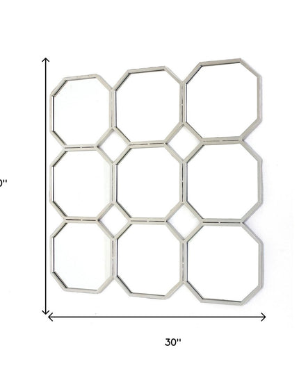 30" X 30" X 1" Silver Mirrored Metal - Wall Sculpture