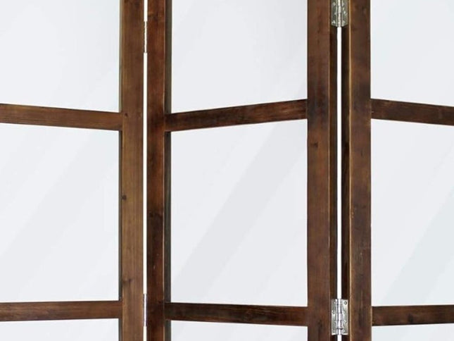 84" Brown Folding Three Panel Screen Room Divider