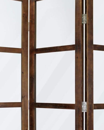 84" Brown Folding Three Panel Screen Room Divider