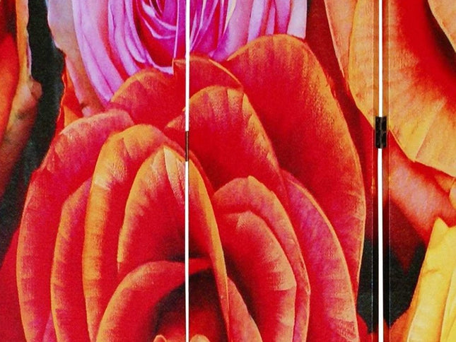 48 X 72 Multi Color Wood Canvas Daisy And Rose  Screen