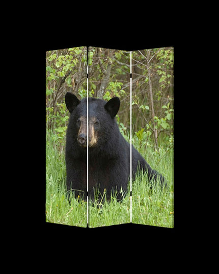 72" Blue And Green Canvas Folding Three Panel Screen Room Divider