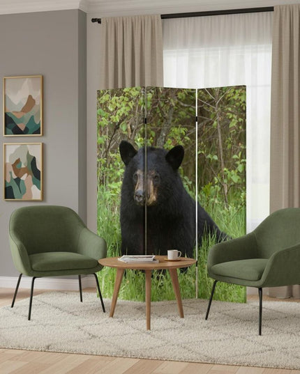 72" Blue And Green Canvas Folding Three Panel Screen Room Divider