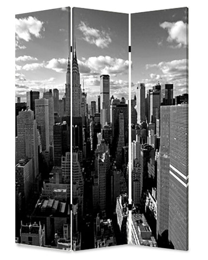 48" X 72" Multi Color Wood Canvas New York Skyline  Screen