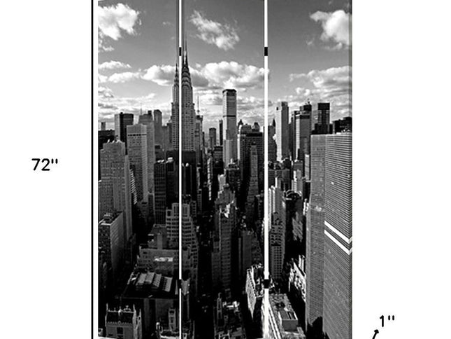 48" X 72" Multi Color Wood Canvas New York Skyline  Screen