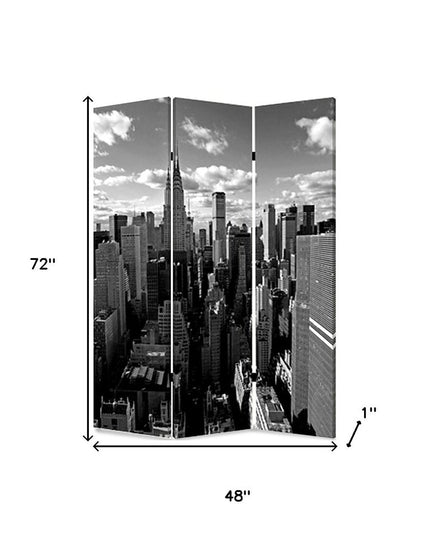 48" X 72" Multi Color Wood Canvas New York Skyline  Screen