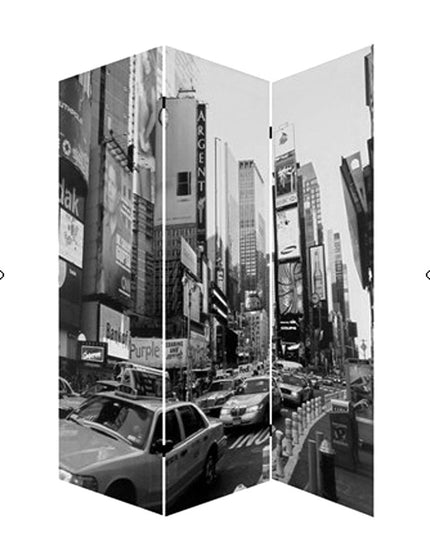 72" Gray Canvas Folding Three Panel Screen Room Divider