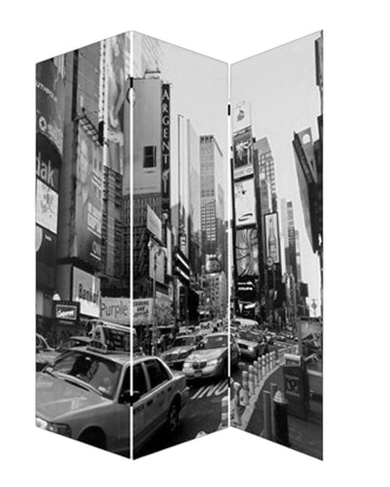 72" Gray Canvas Folding Three Panel Screen Room Divider