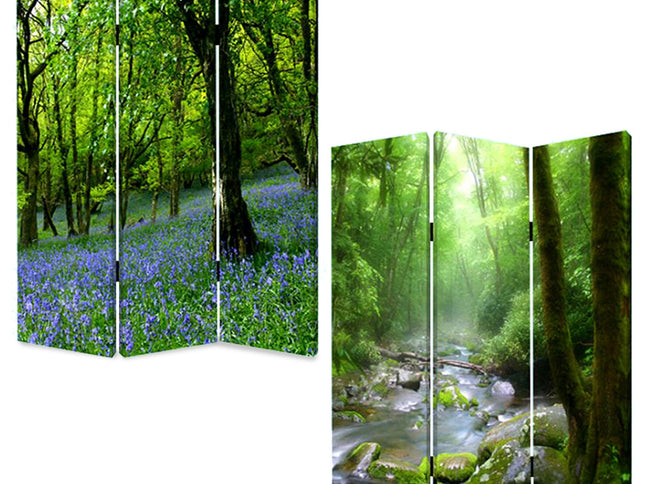 72" Green CanvasFolding Three Panel Screen Room Divider