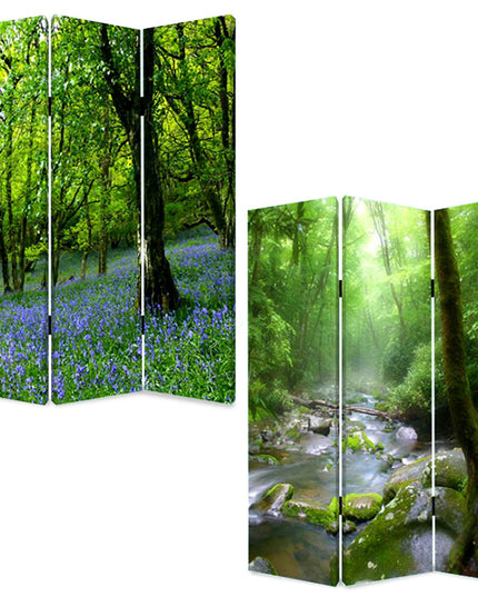 72" Green CanvasFolding Three Panel Screen Room Divider