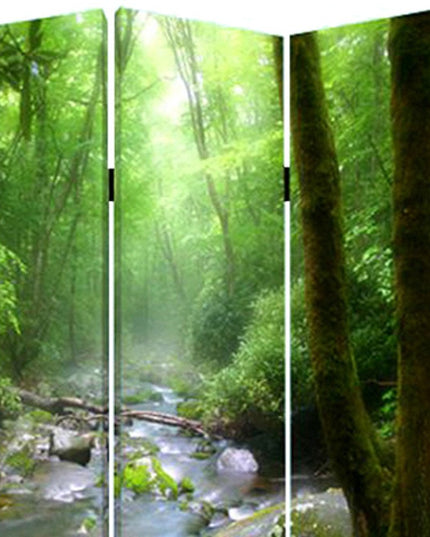 72" Green CanvasFolding Three Panel Screen Room Divider