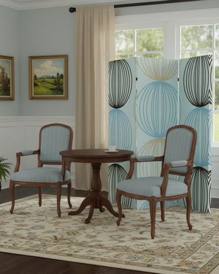 72" Blue Canvas Folding Three Panel Screen Room Divider