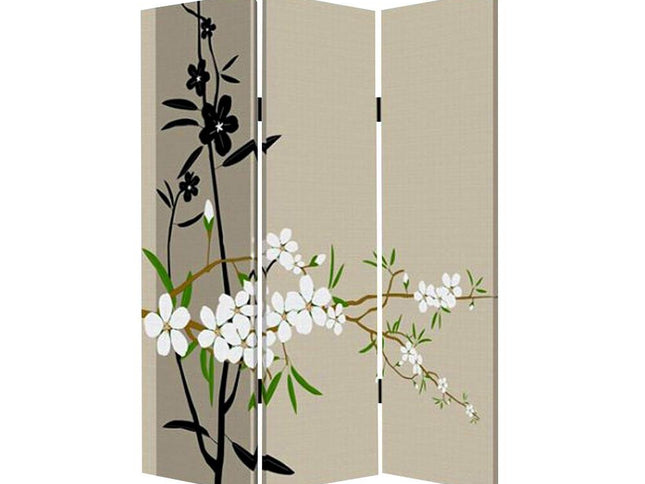 48" X 72" Multi Color Wood Canvas Plum Blossom  Screen