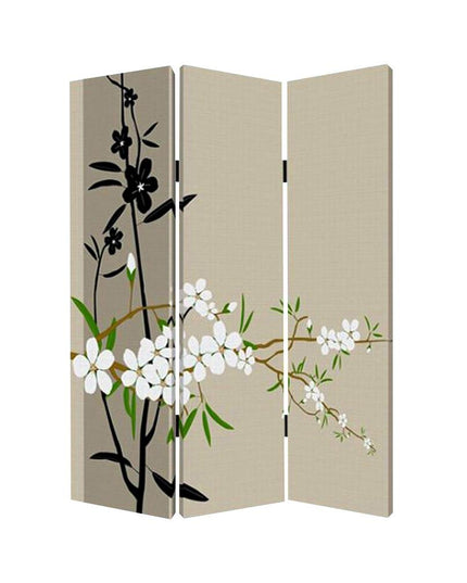 48" X 72" Multi Color Wood Canvas Plum Blossom  Screen