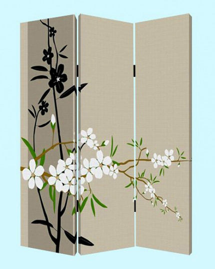 48" X 72" Multi Color Wood Canvas Plum Blossom  Screen