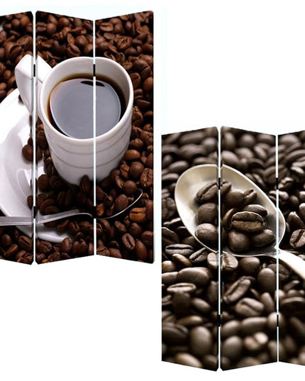 48" X 72" Multi Color Wood Canvas Coffee Time  Screen