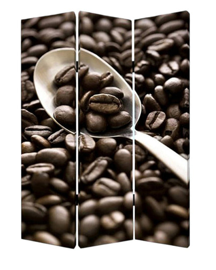 72" Brown Canvas Folding Three Panel Screen Room Divider