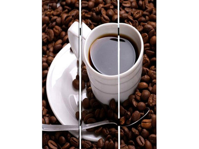 48" X 72" Multi Color Wood Canvas Coffee Time  Screen