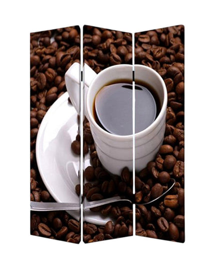 48" X 72" Multi Color Wood Canvas Coffee Time  Screen
