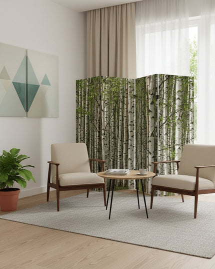 84" X 84" Multi Color Wood Canvas Prolific Forrest  Screen