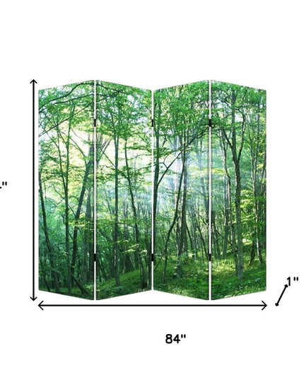 84" X 84" Multi Color Wood Canvas Prolific Forrest  Screen