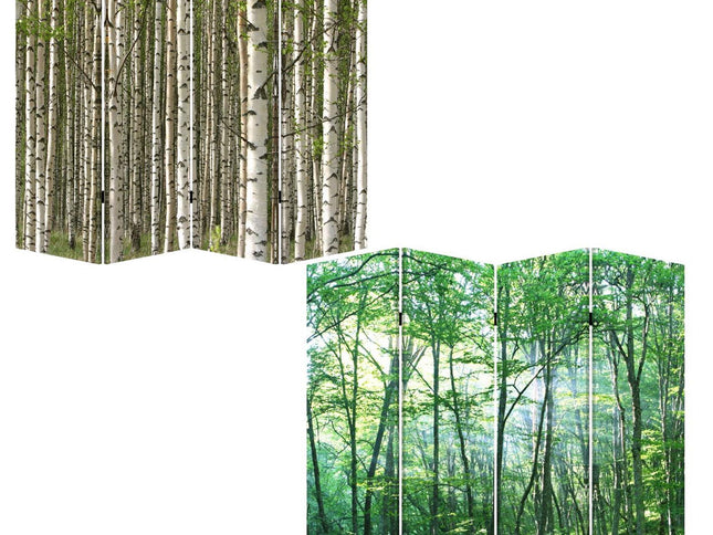 84" X 84" Multi Color Wood Canvas Prolific Forrest  Screen