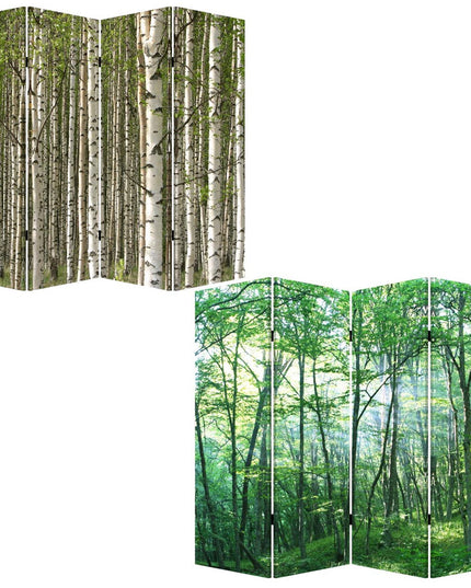 84" X 84" Multi Color Wood Canvas Prolific Forrest  Screen