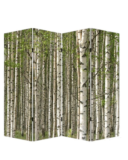 84" Green Canvas Folding Four Panel Screen Room Divider