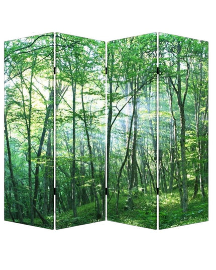 84" Green Canvas Folding Four Panel Screen Room Divider