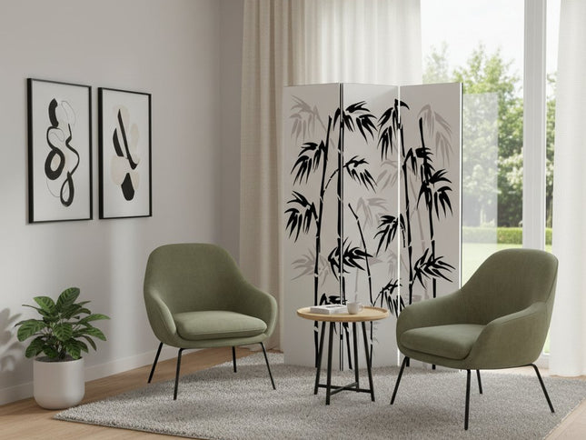 48 X 72 Multi Color Wood Canvas Bamboo Leaf  Screen