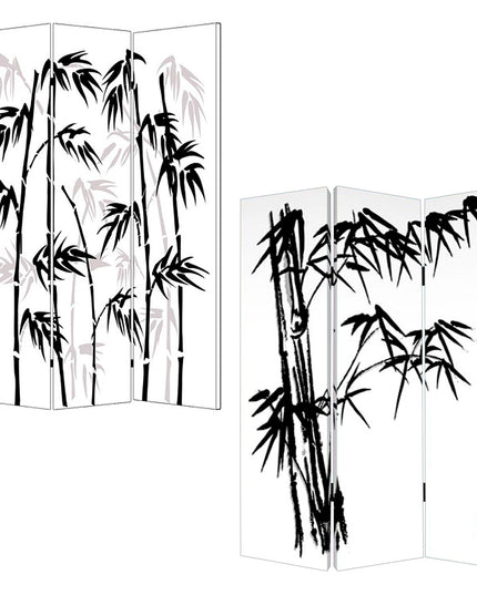 48 X 72 Multi Color Wood Canvas Bamboo Leaf  Screen