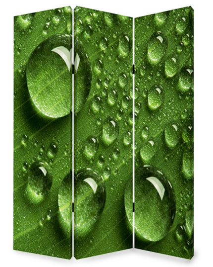 72" Green Canvas Folding Three Panel Screen Room Divider