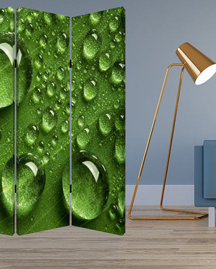 72" Green Canvas Folding Three Panel Screen Room Divider