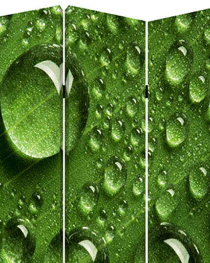 72" Green Canvas Folding Three Panel Screen Room Divider