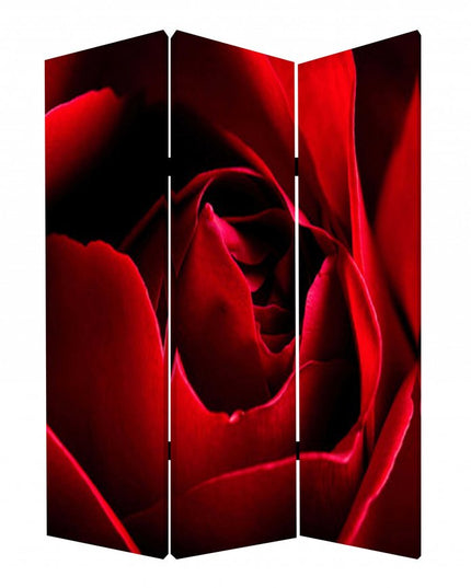 72" Red Canvas Folding Three Panel Screen Room Divider