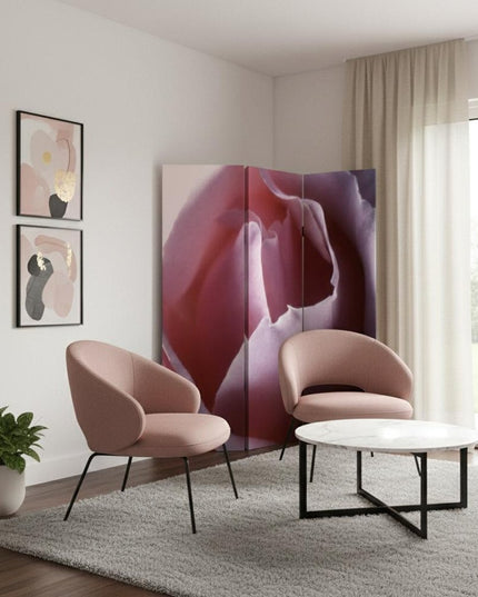 72" Red Canvas Folding Three Panel Screen Room Divider