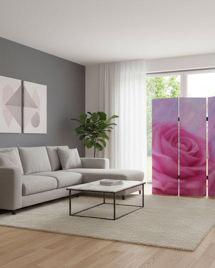 72" Pink Canvas Folding Three Panel Screen Room Divider