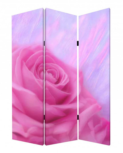 72" Pink Canvas Folding Three Panel Screen Room Divider
