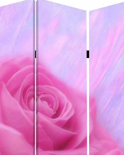 72" Pink Canvas Folding Three Panel Screen Room Divider