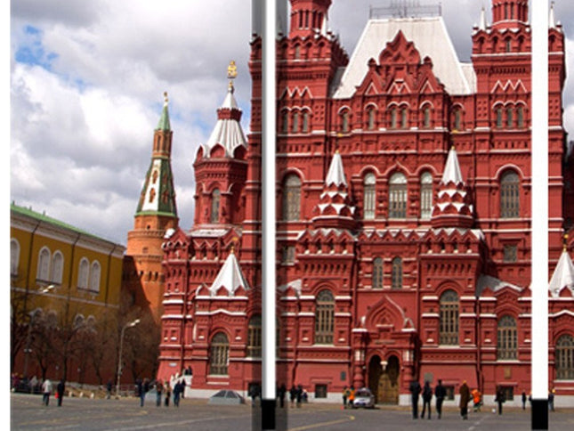 48" X 72" Red Blue and White Wood Canvas Russia  Screen