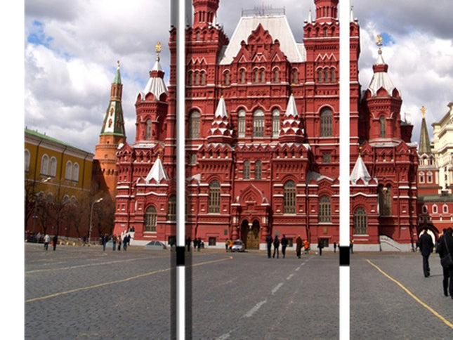 48" X 72" Red Blue and White Wood Canvas Russia  Screen