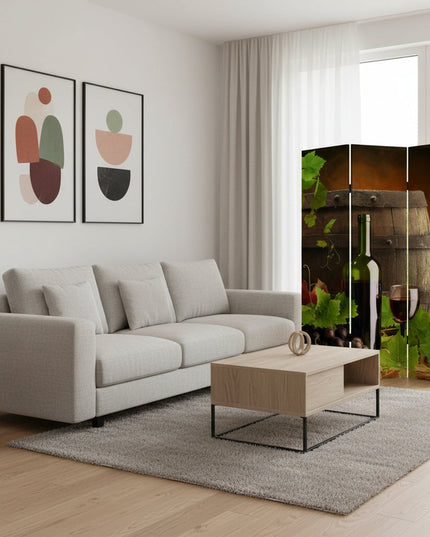 48" X 72" Multi Color Wood Canvas Wine Country  Screen