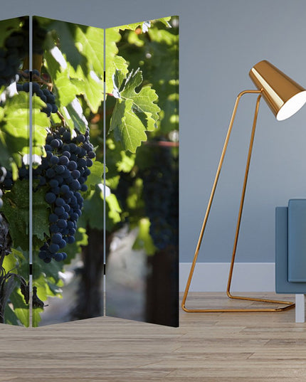 72" Green Canvas Folding Three Panel Screen Room Divider