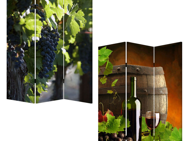 48" X 72" Multi Color Wood Canvas Wine Country  Screen