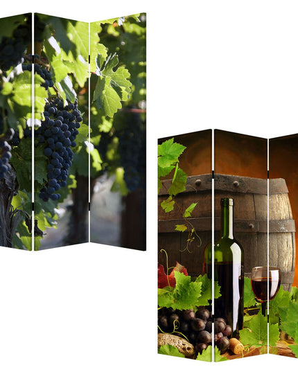 48" X 72" Multi Color Wood Canvas Wine Country  Screen