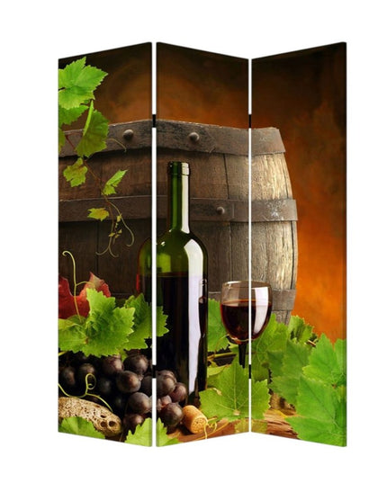 72" Green Canvas Folding Three Panel Screen Room Divider