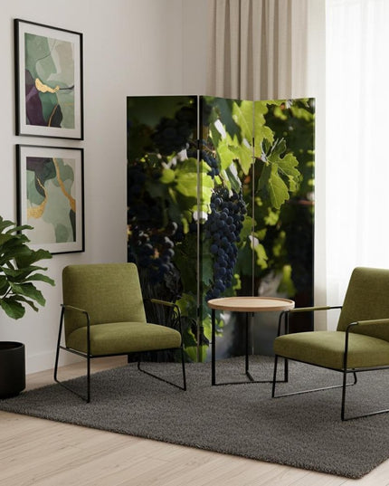 72" Green Canvas Folding Three Panel Screen Room Divider