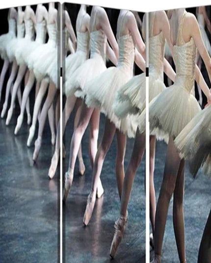 72" Black Canvas Folding Three Panel Screen Room Divider