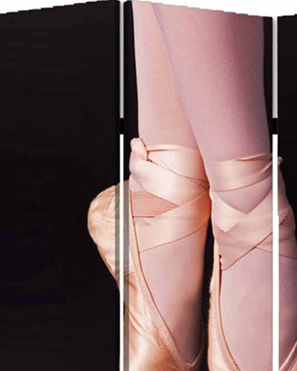 72" Black Canvas Folding Three Panel Screen Room Divider