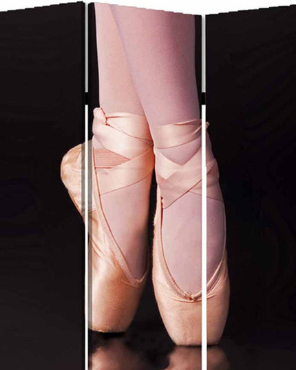 72" Black Canvas Folding Three Panel Screen Room Divider